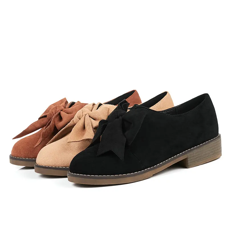 Femmes Lacets 34 Chaussures 43 Décontractées Match Les Taille Élégant Pour noir Pompes Tous Dames Apricot À marron Troupeau forme Plate 2019 Mode Qutaa IUz5w5