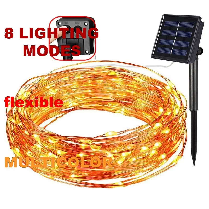 

8 modes multicolor Solar Power Wire LED String Light Fairy Holiday Lamp Strip Party Garden Lawn step new Christmas Decoration 1