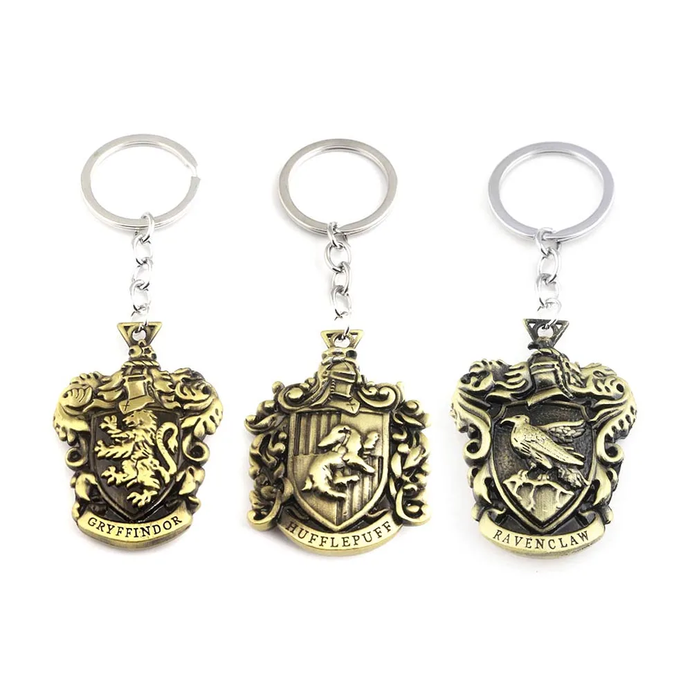 

Harris Potter Hogwarts School Badge keychain Ravenclaw Gryffindor Hufflepuff Key chain Men Women Car Keyring Gift Accessories