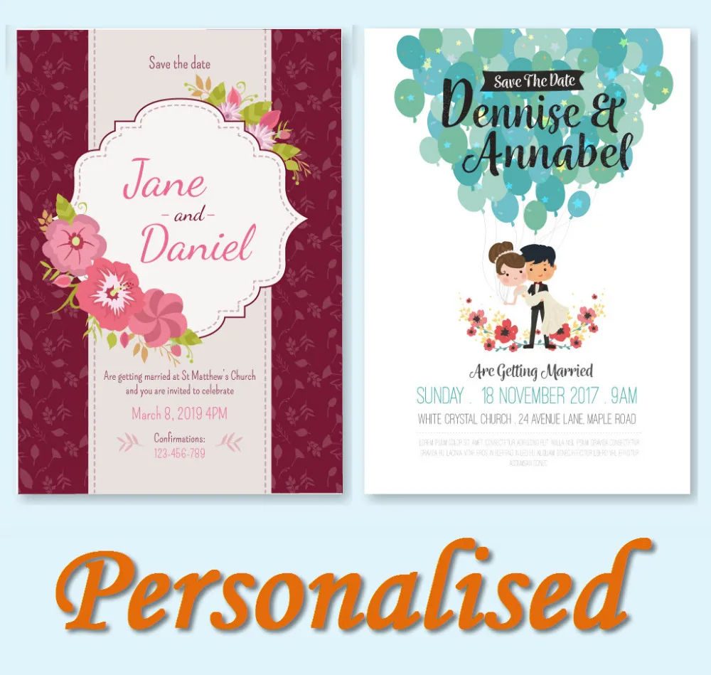 50 Personalised Floral Wedding Save The Dates