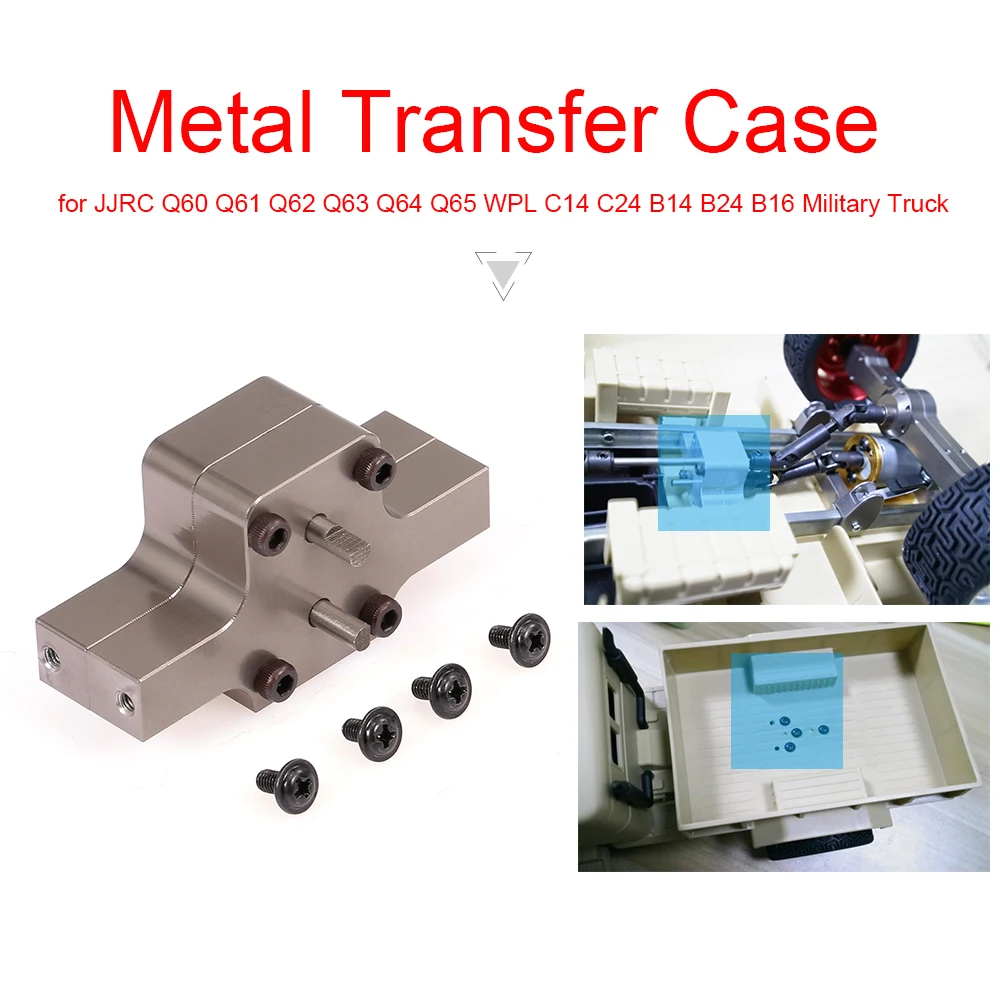 

Metal Transfer Case for JJR/C Q60 Q61 Q62 Q63 Q64 Q65 WPL C14 C24 B14 B24 B16 Military Truck RC Car Parts