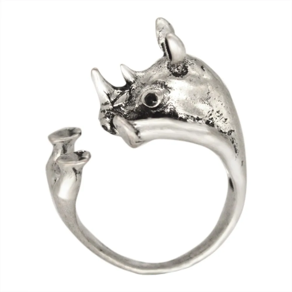 QIAMNI хиппи носорог античное серебряное животное, носорог костяшки кольца для мужчин и женщин мода бохо шик латунь Анель пара ювелирных изделий