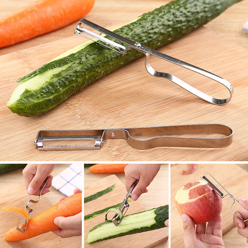 

1PC 16*2.2 cm Stainless Steel Cucumber Melon Peeler Tooth Brush Shape Hung Practical Fruit Vegetables Kitchen Accessories Tool