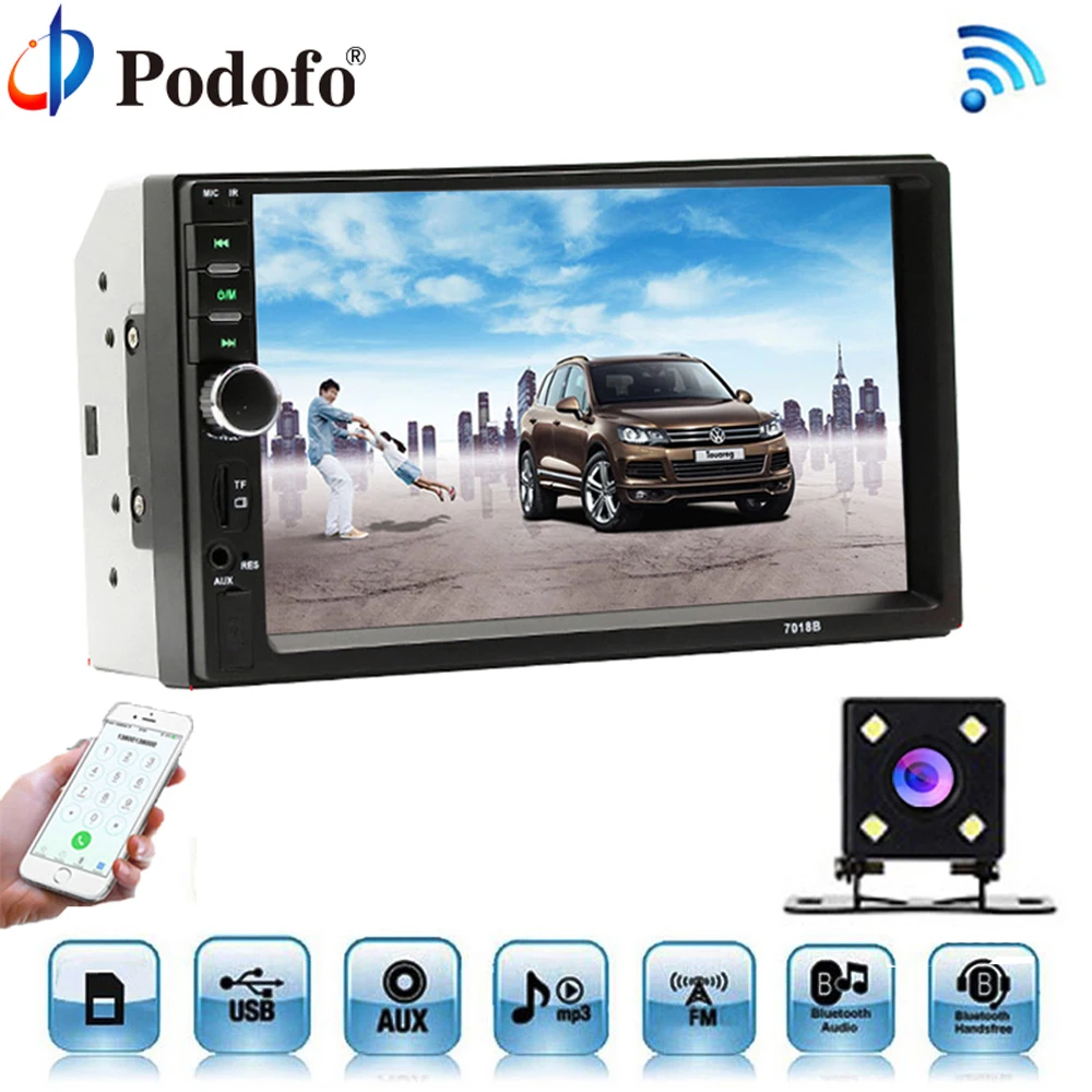 Podofo Car Radio Autoradio 7 LCD Touch Screen Multimedia Player Audio Stereo Bluetooth Car Audio Support
