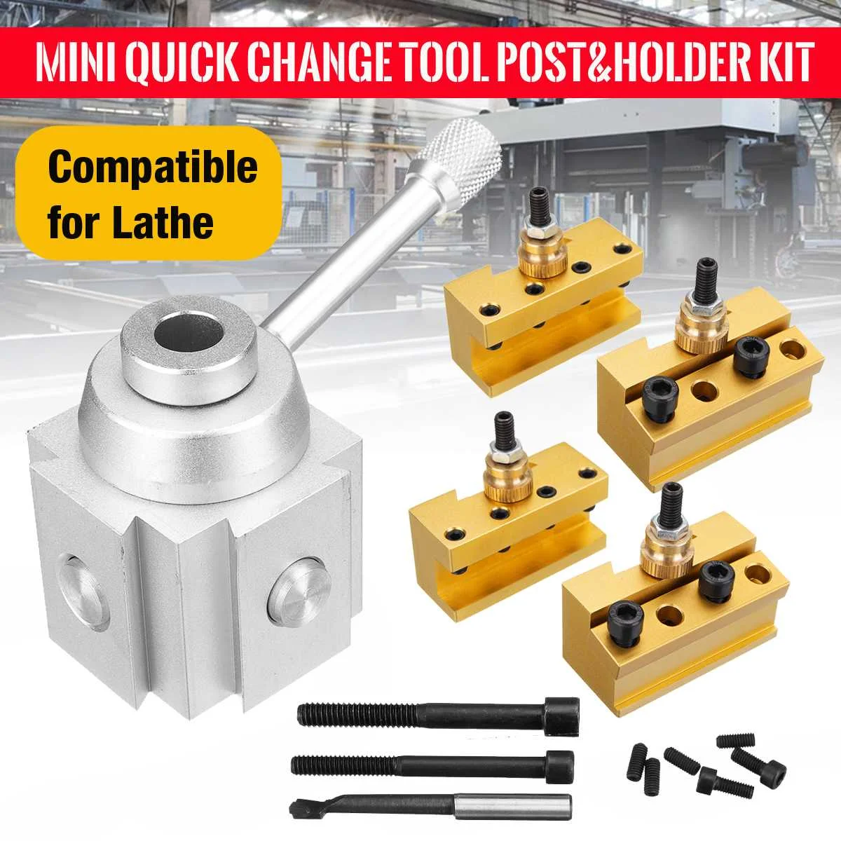 

New Quick Change Post Holder Kit Set Tool Holder Boring Bar Turning Tool Holder For CNC Mini Lathe