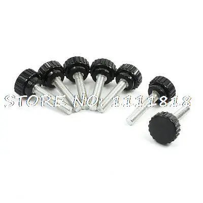

8mm Male Thread Diameter Thumbscrew Grip Knurled Knobs Black 7 Pcs