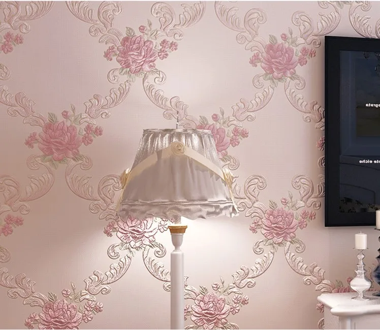

Q QIHANG European Style Pastoral Flower Non-woven Living Room Bedroom TV Background Wallpaper 0.53m*10m=5.3m2