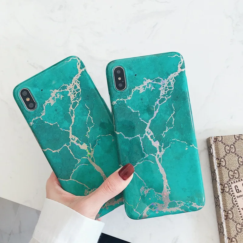 

Kerzzil Green Marble Texture Glossy TPU Case For iPhone X XS MAX XR 7 8 Soft Silicone Phone Case For iPhone 6 6S 7 8 Plus
