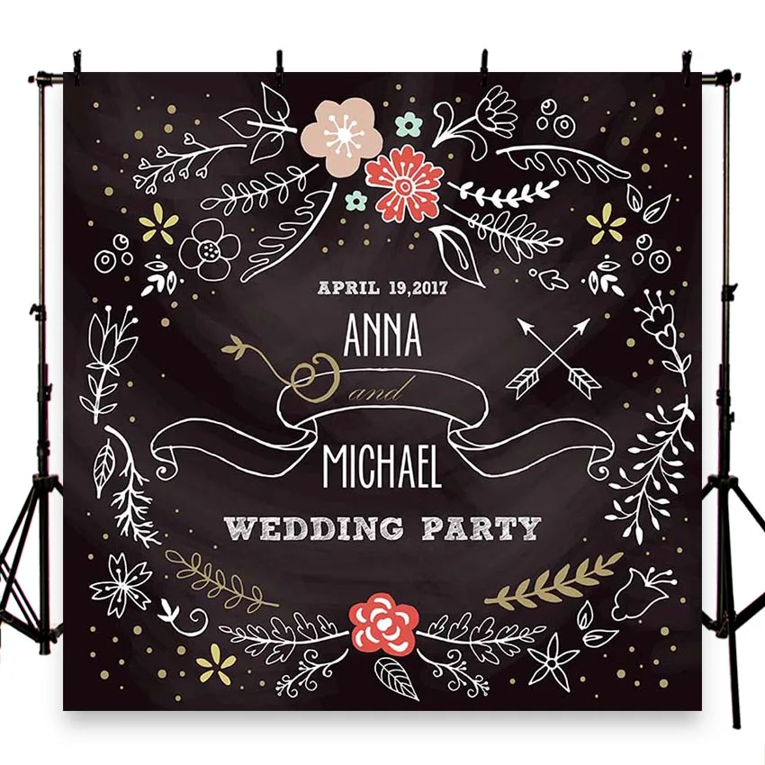 

MEHOFOTO Backdrop for Photographic Studio Blackboard Colorful Flowers Background Wedding Birthday Party Celebration Photocall