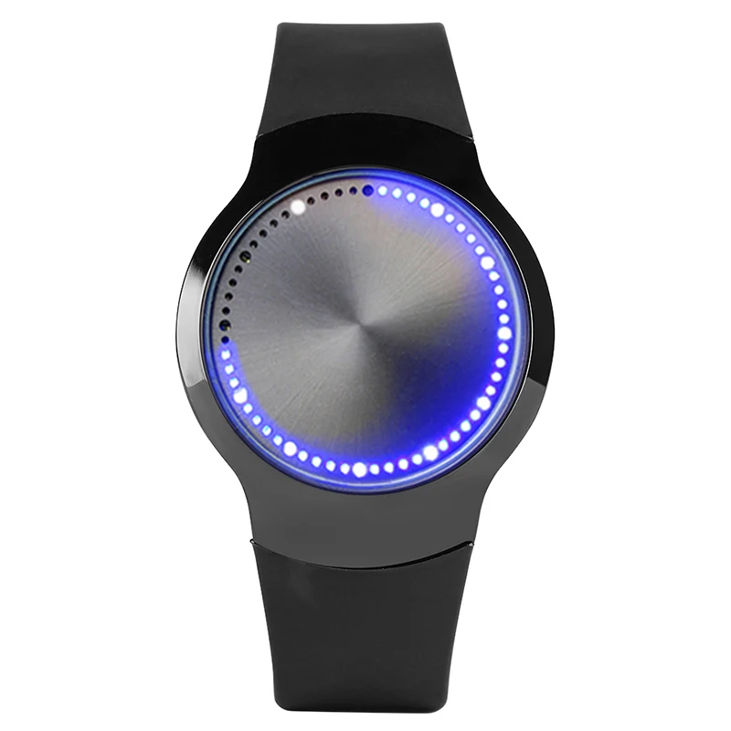 

Cool Geek LED Minimalist Men Women Watch Concept No Pointer Dial Blue Backlight Touch Screen for Young Boys Girls Creative Gifts