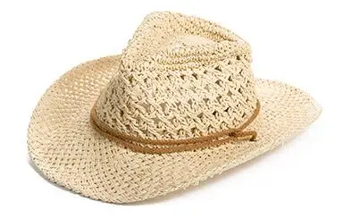 Outdoor Cowboy Hat Men's Summer Hand-made Cowboy Straw Cap Male Casual Fishing Climbing Sun Protection Breathable Hats H7260 - Цвет: Бежевый