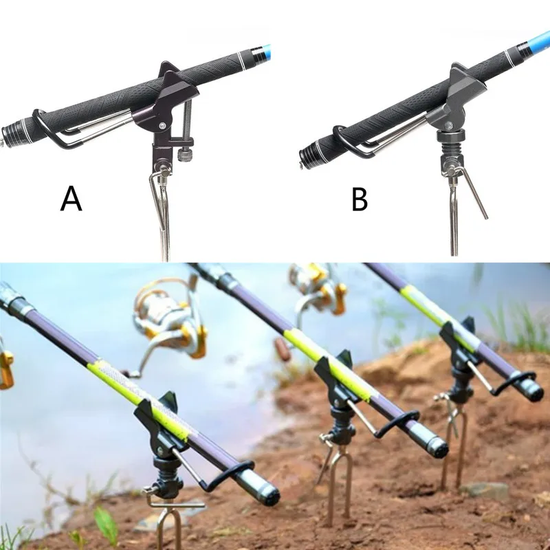 

140x370mm Adjustable Stainless Steel Fishing Rod Pole Ground Insert Bracket Support Foldable Holder Rack AU Stand