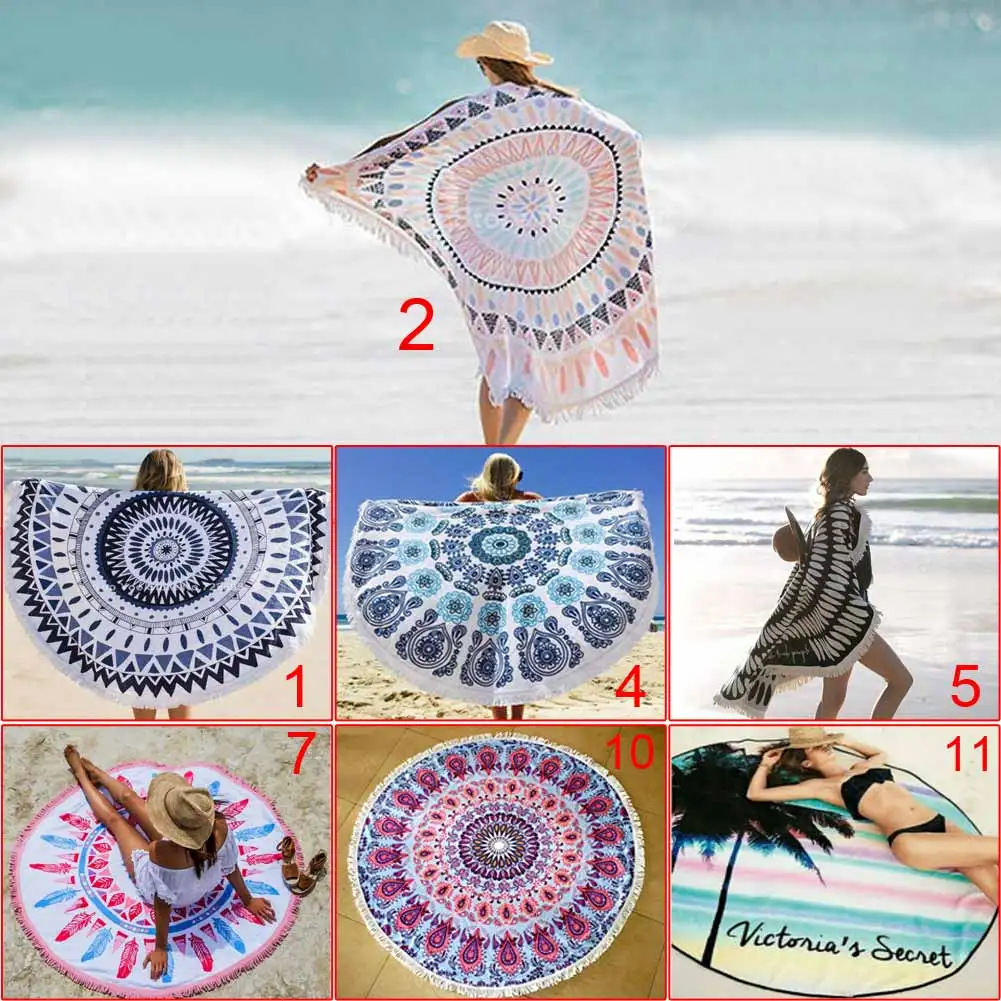 2018 New Cotton Round Beach Towel Boho Gypsy Tablecloth Picnic Towel ...