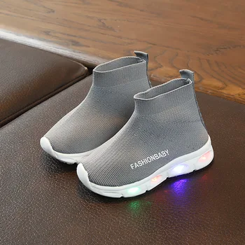 

davidyue mesh sock luminous girls boots led children baby kids boots shoes light girls spring boot casual flat toddler boots