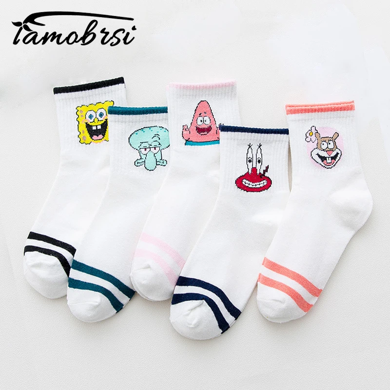 

5 pairs/lot Character Korean Cartoon Cute Short Socks Women Ankle Socks Skatebord Funny Socks White Socks Streetwear Female