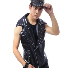 Высококачественный мужской костюм мужской жилет без рукавов куртка с заклепкой кожаный жилет мужской сделанный в Китае импортная Одежда Мужской