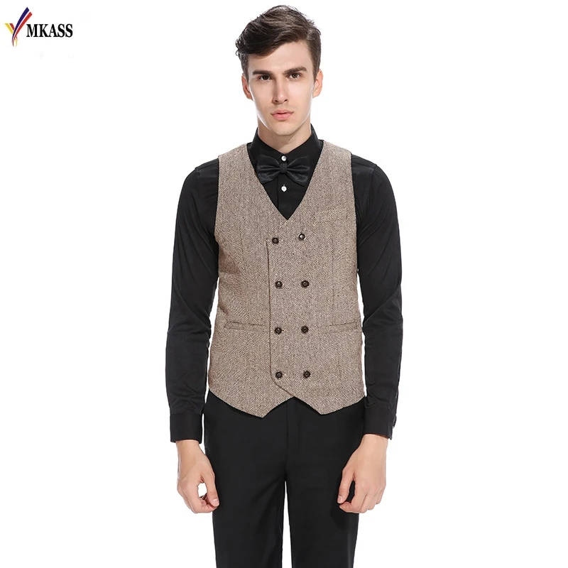 2017 Hot Casual Men Vests Suit Double Breasted Mens Wedding Vest Classic Men Gilet Vest Groomsmen Tuxedo Waistcoat