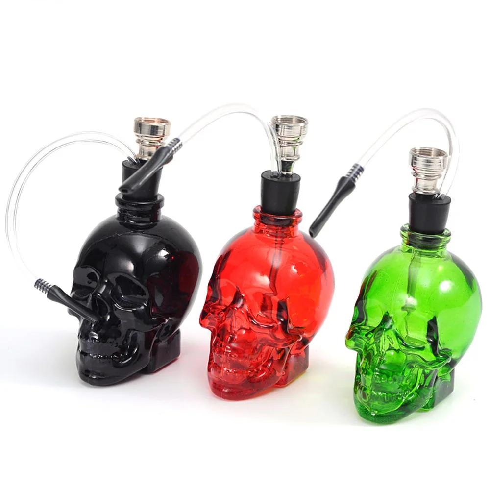 

ONUOSS High Quality Glass Water Pipe Hookah Tobacco Punk Ghost Head Skull Style Tobacco Shisha Gift Box Package Herb 139F