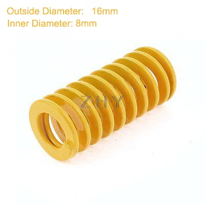

TF 16mm OD 8mm ID 175mm 200mm 250mm 300mm Length Yellow Light Load 65Mn Metal Steel Spiral Stamping Compression Mould Die Spring