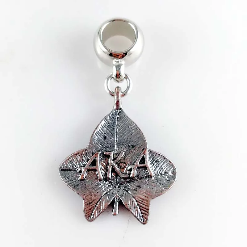 

Greek Sorority AKA antique silver Ivy leaf dangle charm