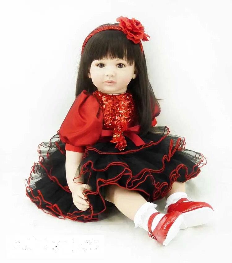 

Pursue 24"/60 cm Handmade Real Life Silicone Reborn Toddler Baby Girl Doll Toys for Children House Play Bedtime Fun Doll Toys