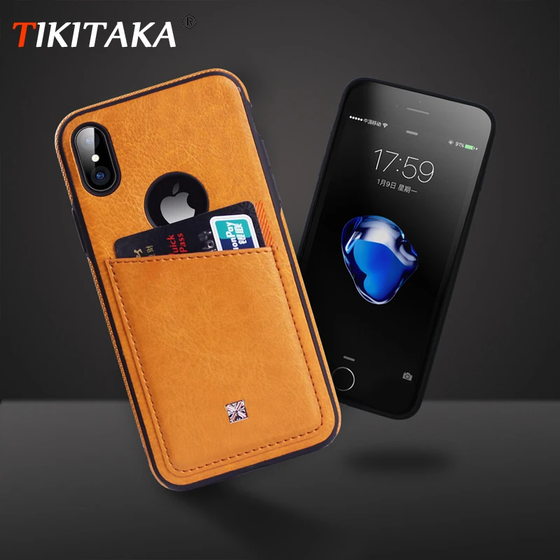 

Tikitaka Card Slot Pull Pouch Cover For iPhone XR 8 7 Plus XS Max XS Case Soft PU Leather Wallet Cases For iPhone X XS 6 6S Plus