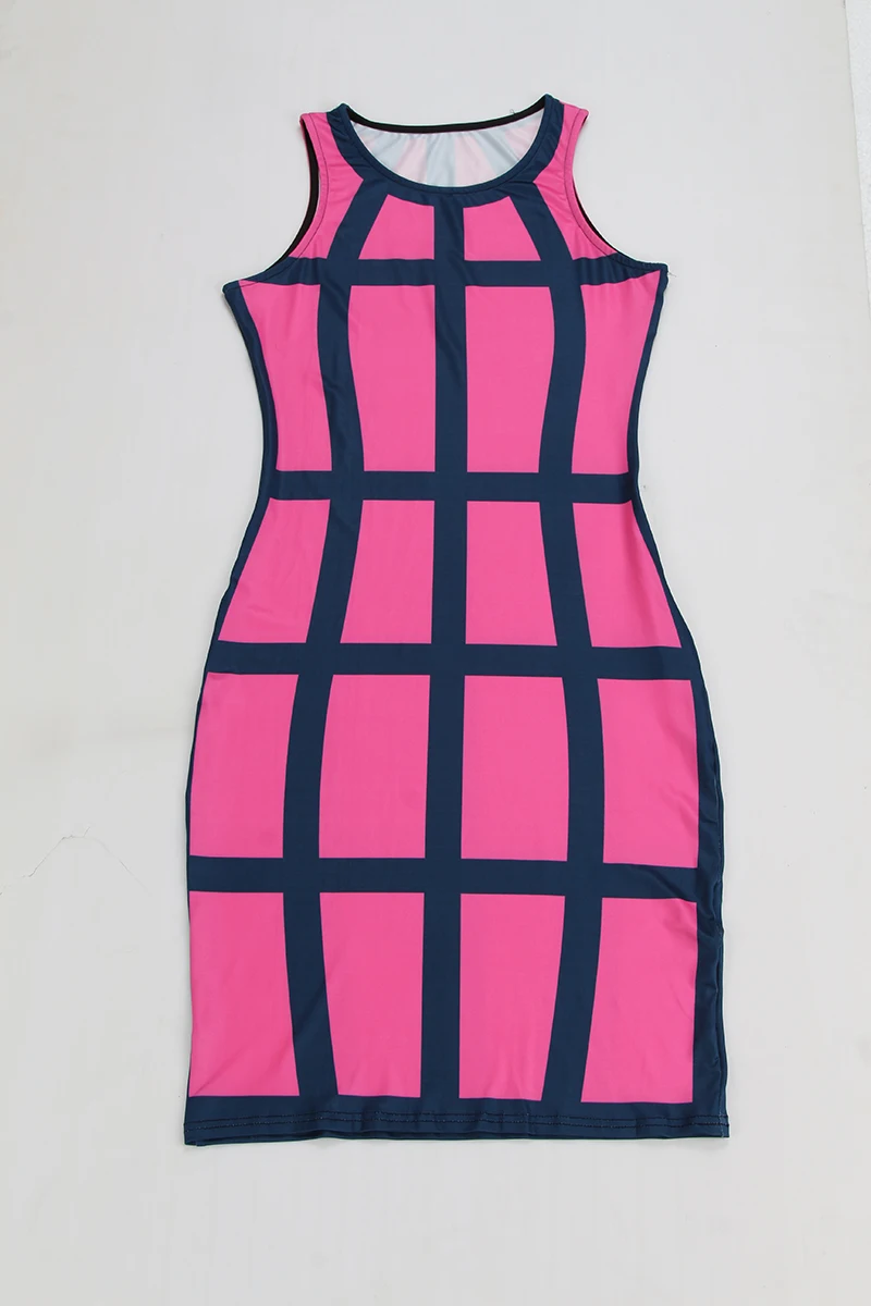 Kostlich Summer Dress New Fashion Women O-Neck Sleeveless Plaid Sexy Bodycon Mini Dress Plus Size Party Night Club Wear Vestidos (20)