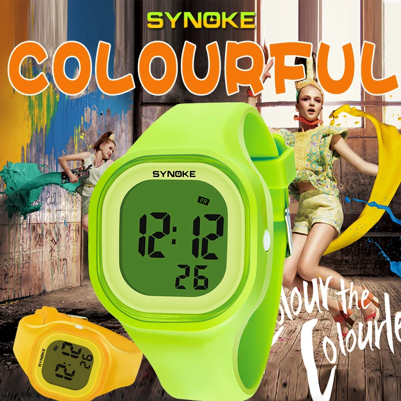 

SYNOKE authentic watch jelly multi-function removable watch colorful luminous 50 meters waterproof silicone led Digital watch