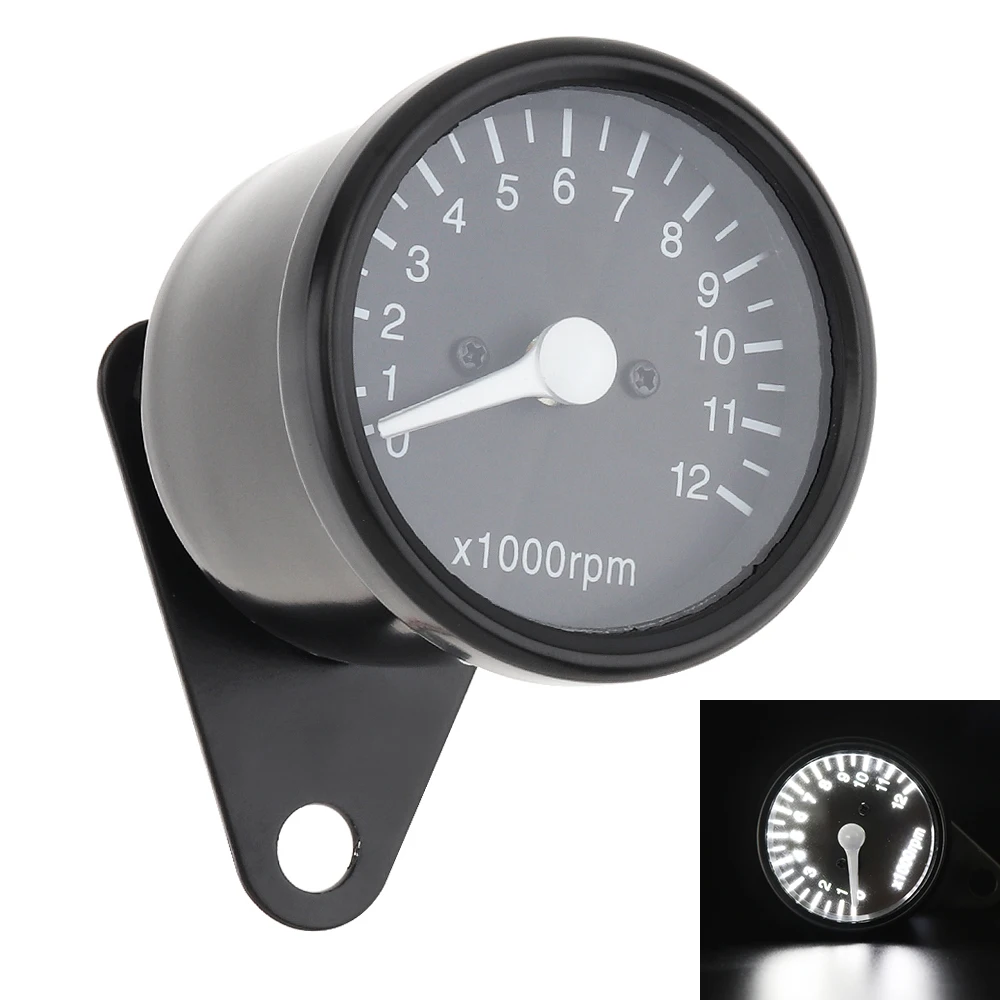 

Universal Motorcycle Tachometer 12V Black LED Back Light Metal Shell Speedometer Suitable for Motorcycle / Motorbike