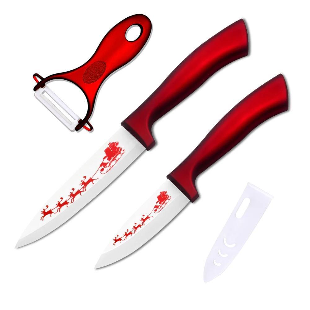 XYj 3"4"Ceramic Knife & Peeler Red Handle Ceramic Blade ...