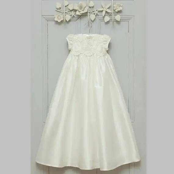 

Heirloom Gowns Ivory White Baby Girls Christening Dress Lace Satin Baptism Gown Infant Birthday Dress