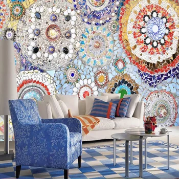 

Custom Any Size Murals Wallpaper 3D Mosaic Collage European Style Retro Photo Wall Painting Living Room Bedroom Papel De Parede