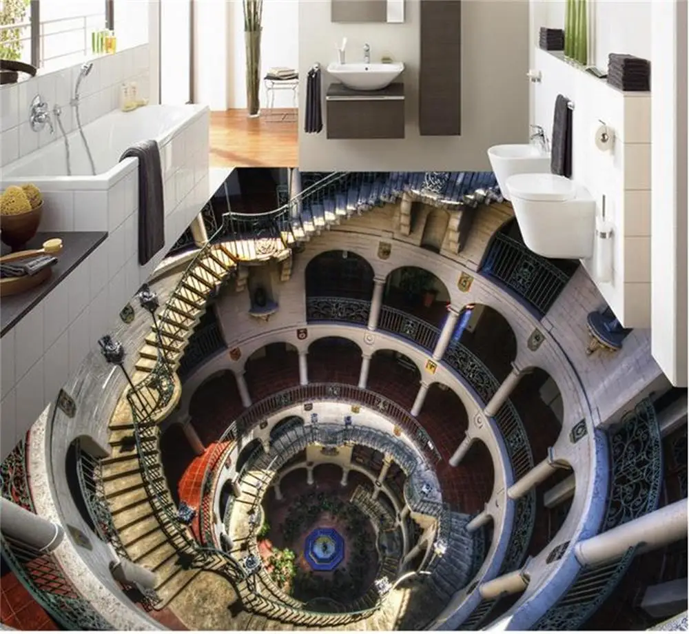 3d wallpaper custom photo HD mural autohesion PVC font b flooring b font mural circular spiral