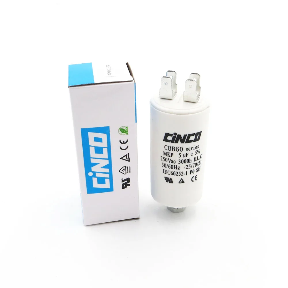 Двойной Faston Ac 250V 220V 5MFD 250VAC CBB60 двигатель ходовые конденсаторы 4pin SH DB Водяной насос