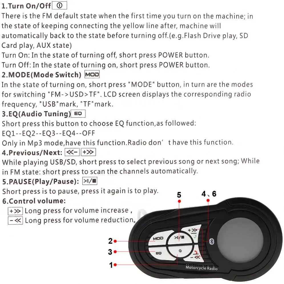 2 шт 30 Вт мотоцикл Водонепроницаемый Противоугонный Bluetooth MP3 динамик поддержка AUX-IN аудио вход и USB TF для мотоцикла и скутера