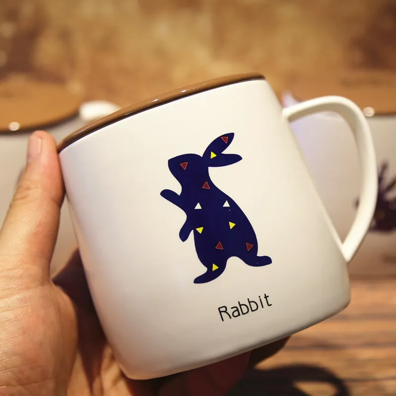 Logo Rabbit керамическая кружка с бумажной отделкой крышкой милые кружки для кофе
