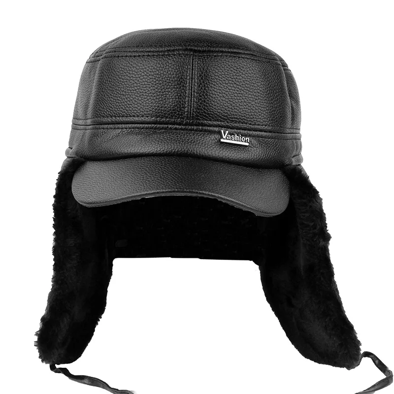 

2019 High Quality Middle Aged Men's Winter Cap Ear Protection Lei Feng Bomber Hats Men Outdoor Snow Hat Wholesale
