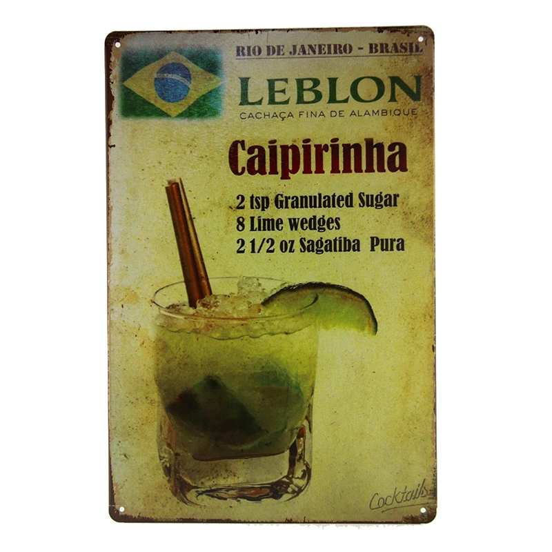 Mojito коктейльное меню винтажная жестяная вывеска Настенный декор для бара