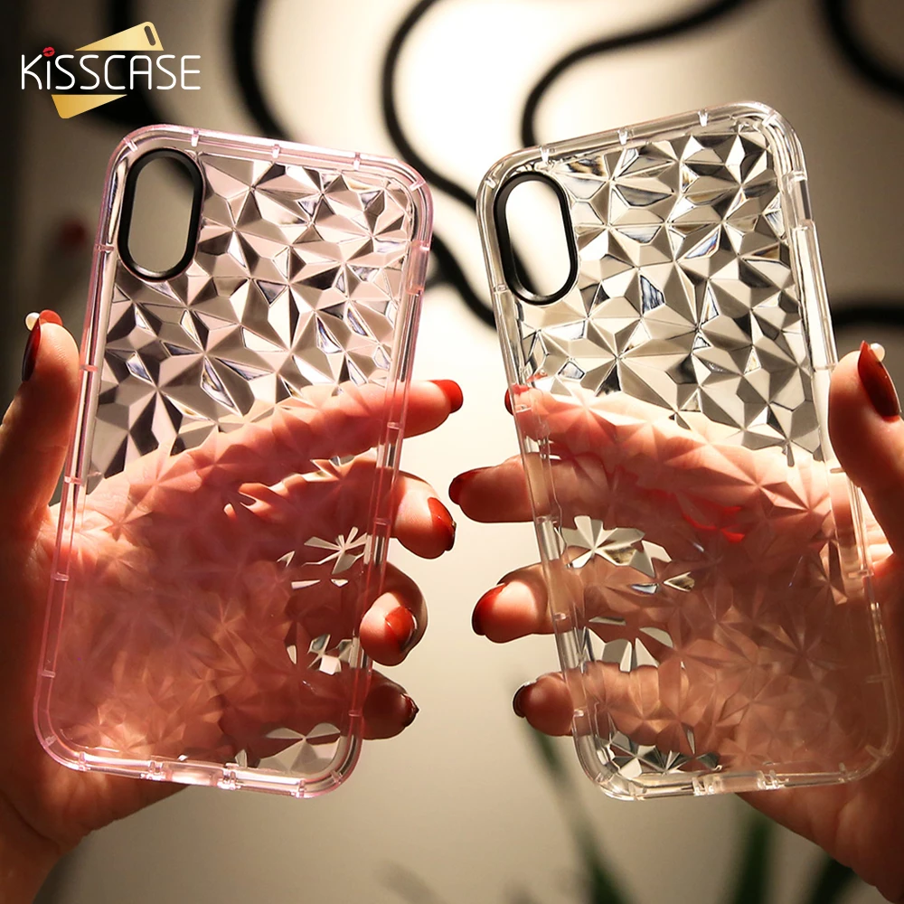 KISSCASE Phone Case For iPhone 6 6 S iPhone X 7 8 5S Luxury Diamond Pattern Silicone Mobile Phone Cover For iPhone 8 7 6 6s Plus