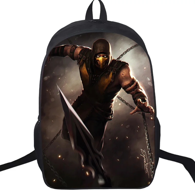 Скорпион в Mortal Kombat X Mask школьные сумки 16 дюймов для студентов мальчиков девочек Школьный рюкзак детский дорожный рюкзак подарок - Цвет: 14