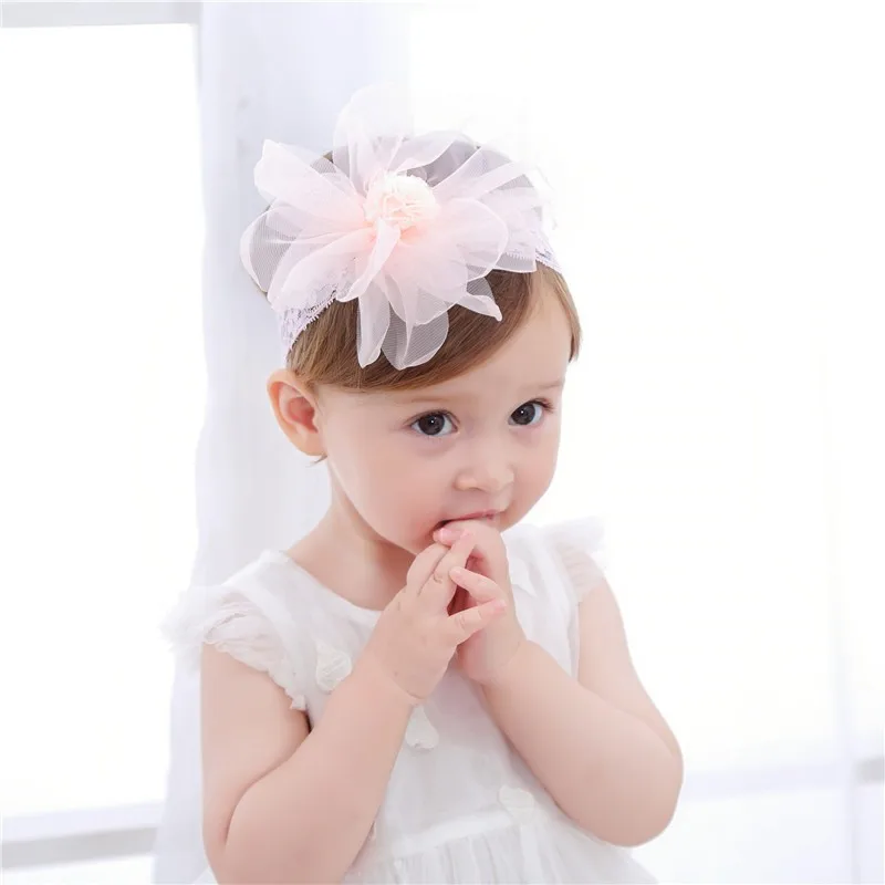 

Baby Mesh Yarn Lace Flower Peonies Headband Head-wear Girl Party Birthday Dress Wear Accessories New