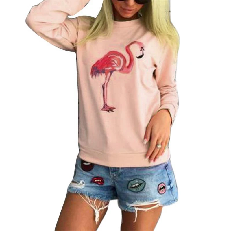Женская толстовка с длинным рукавом рисунком фламинго|hoodie sweatshirt|fashion sweatshirtsweatshirt