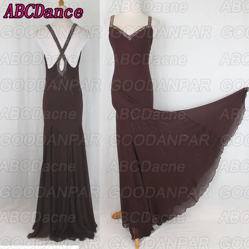 Compare ballroom dance competition dresses Vintage Dina Bar-El 1930's Inspired Beaded Brown Silk Formal Bias Cut Gown Gatsby Ballroom