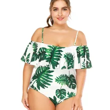 Купальный костюм размера плюс с цветочным принтом, Женский цельный купальный костюм с оборками, Мягкий купальный костюм, комбинезон для купания, Maillot De Bain Femme