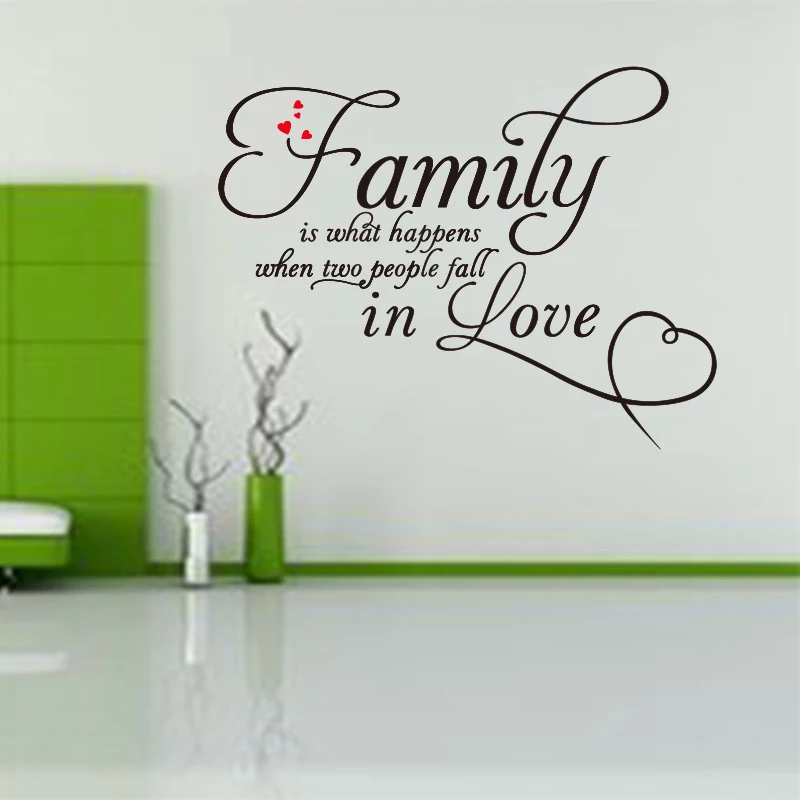 

Family is what happens when two people fall in love" Vinyl Wall Sticker Wallpaper for Living Room Kids Room Mural Wall Decal Wal