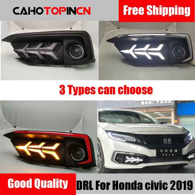 

Daytime Running Light For Honda Civic 2019 LED DRL fog lamp with dynamic Turn Signal Lamp for New Civic modification car styling