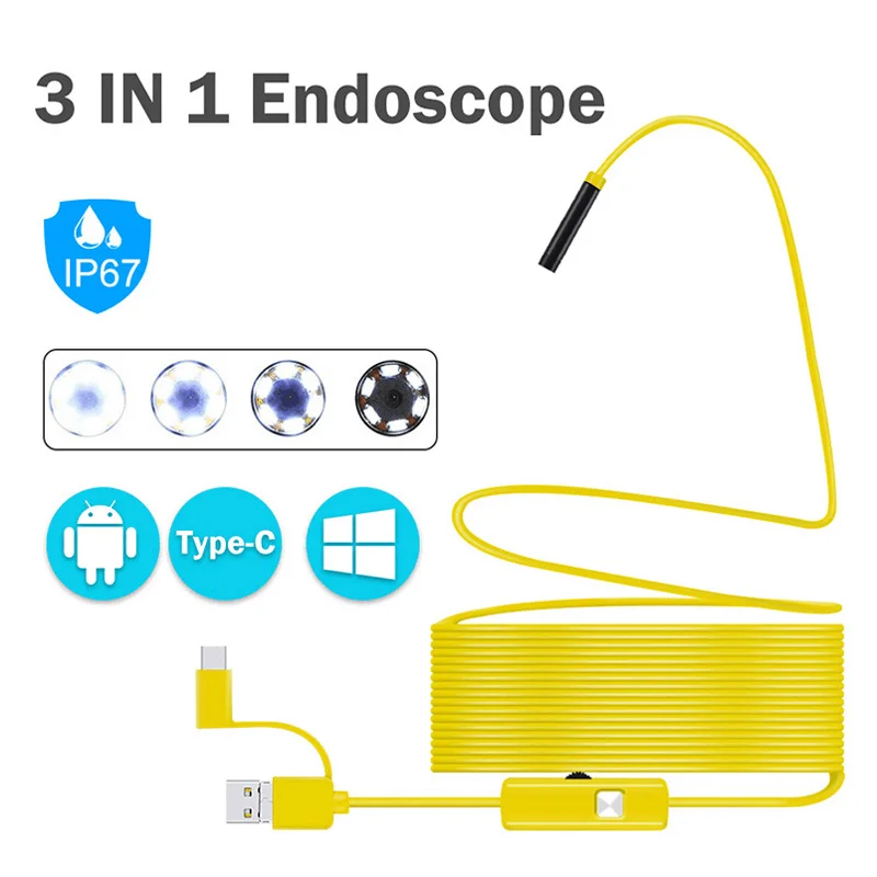 

smartphone endoscope Android Endoscope Camera 5.5mm Inspection Camera IP67 Waterproof Snake Camera Forendoscope type c, USB PC