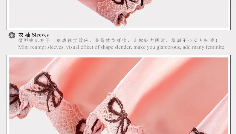 Oringinal design high quality lace hem satin silk pajamas suit sleepwear set