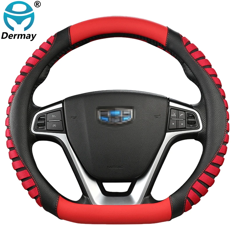 

D Shape Car Steering Wheel Cover Non-slip PU Leather+Ice Silk for POLO GOLF 7 Scirocco Suzuki Swift Nissan Rogue High Quality