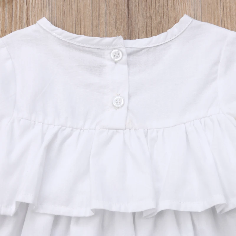 Г. Новая осенняя одежда для маленьких девочек комплект из 2 предметов, белая футболка с оборками топ+ клетчатые штаны милые комплекты одежды, От 1 до 6 лет